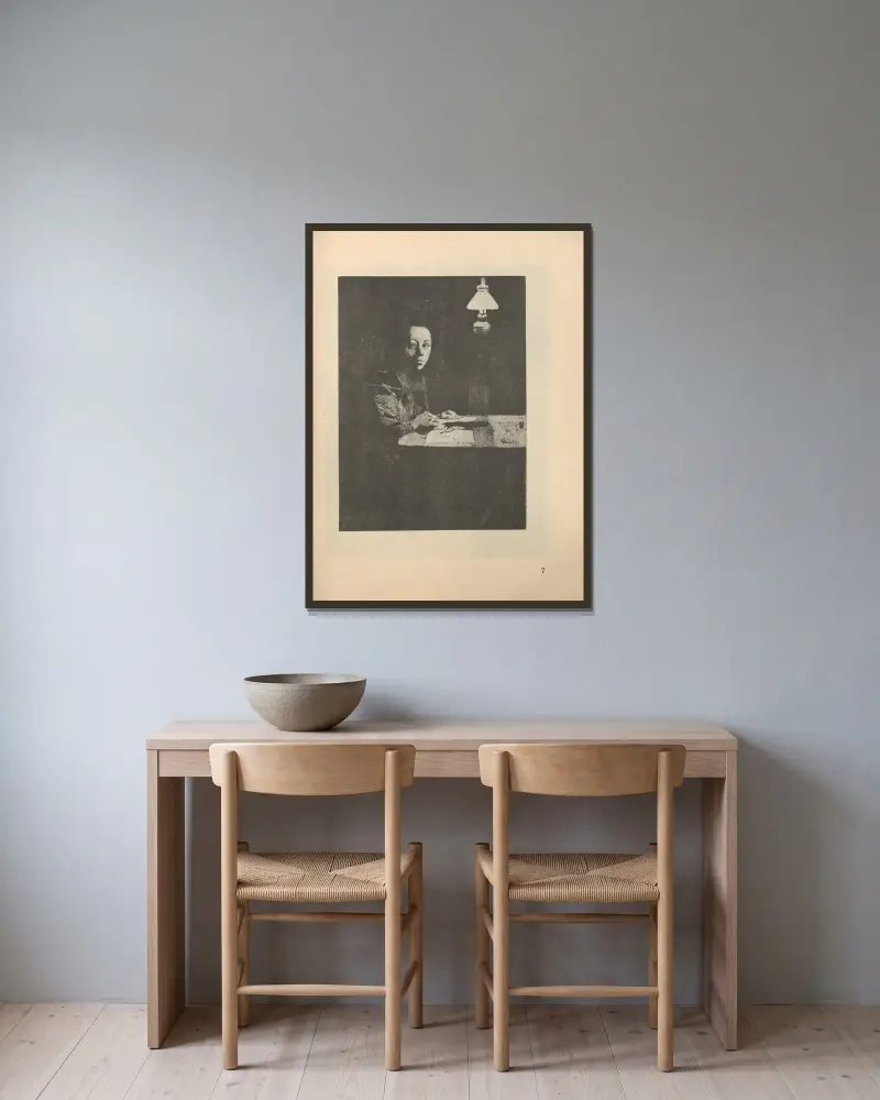 Selbstbildnis, 1925 – Nr. 12 von Käthe Kollwitz gerahmt an einer Wand