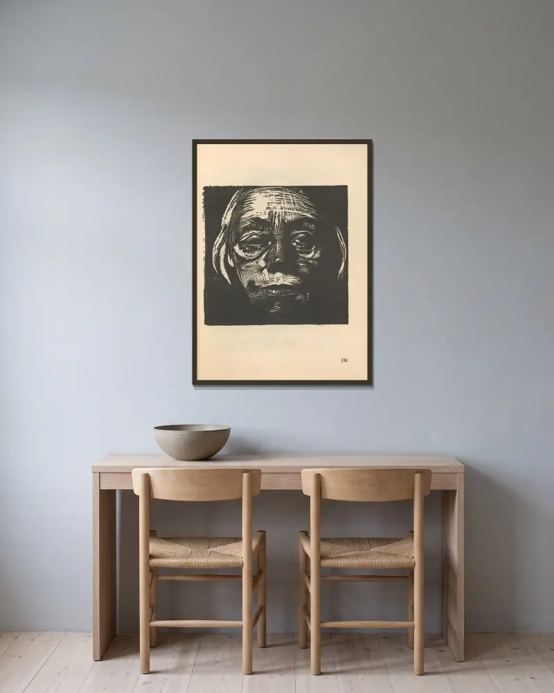 Autoportret, 1925 – nr 13, Käthe Kollwitz w ramie na ścianie