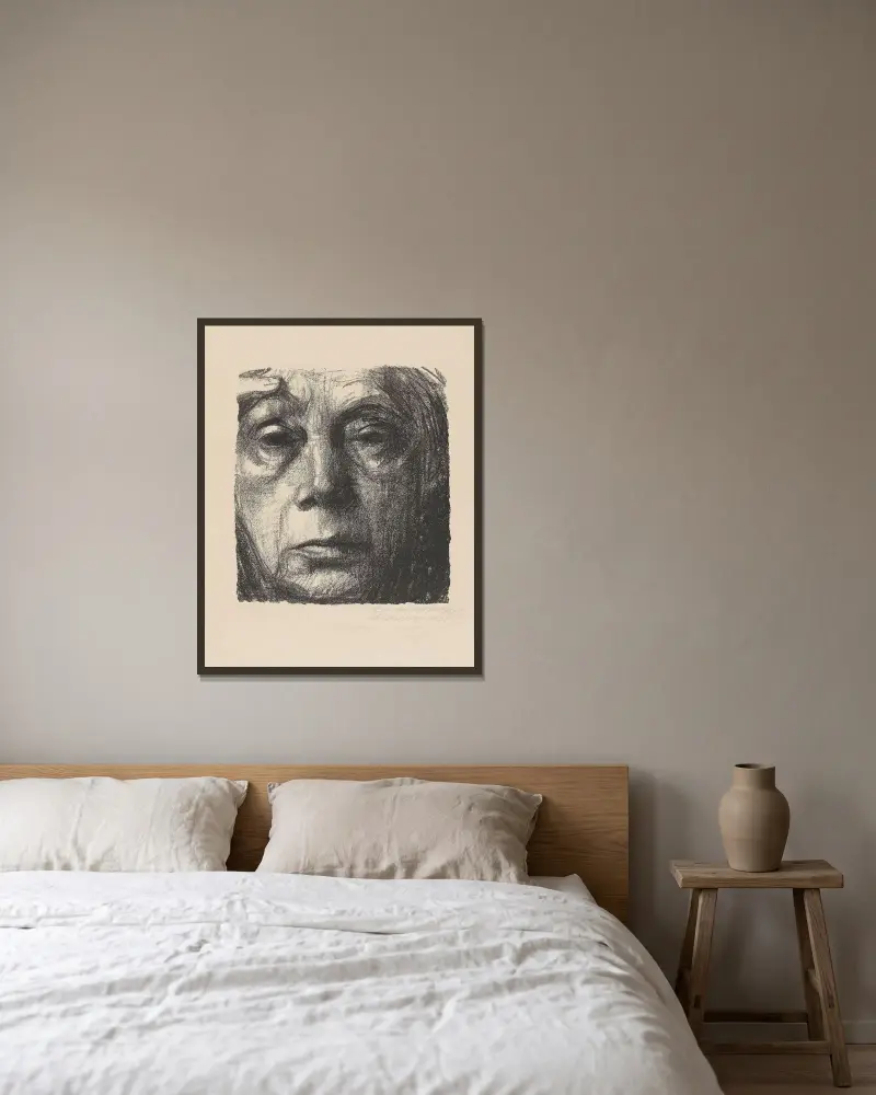 Autoportret, 1934, Käthe Kollwitz w ramie na ścianie