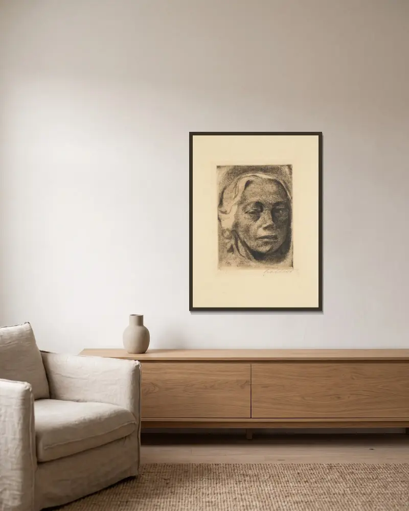 Autoportret, 1912, Käthe Kollwitz w ramie na ścianie