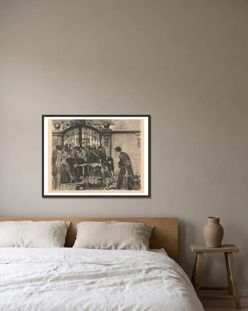 Bouře, Käthe Kollwitz v rámu na stěně