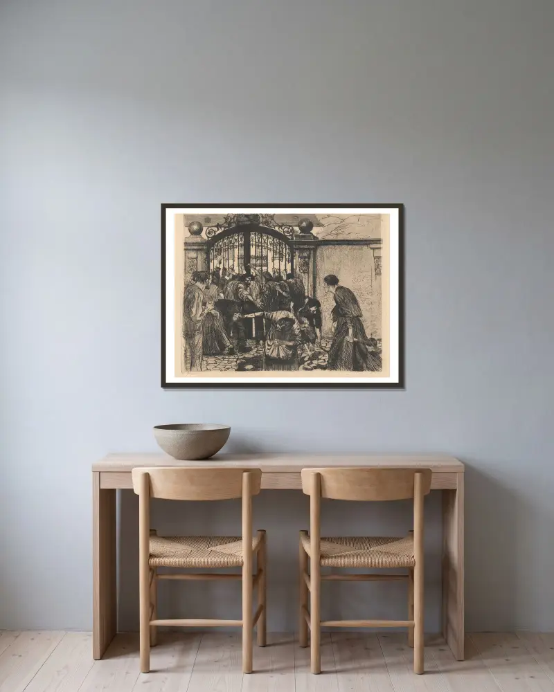 Bouře, Käthe Kollwitz v rámu na stěně