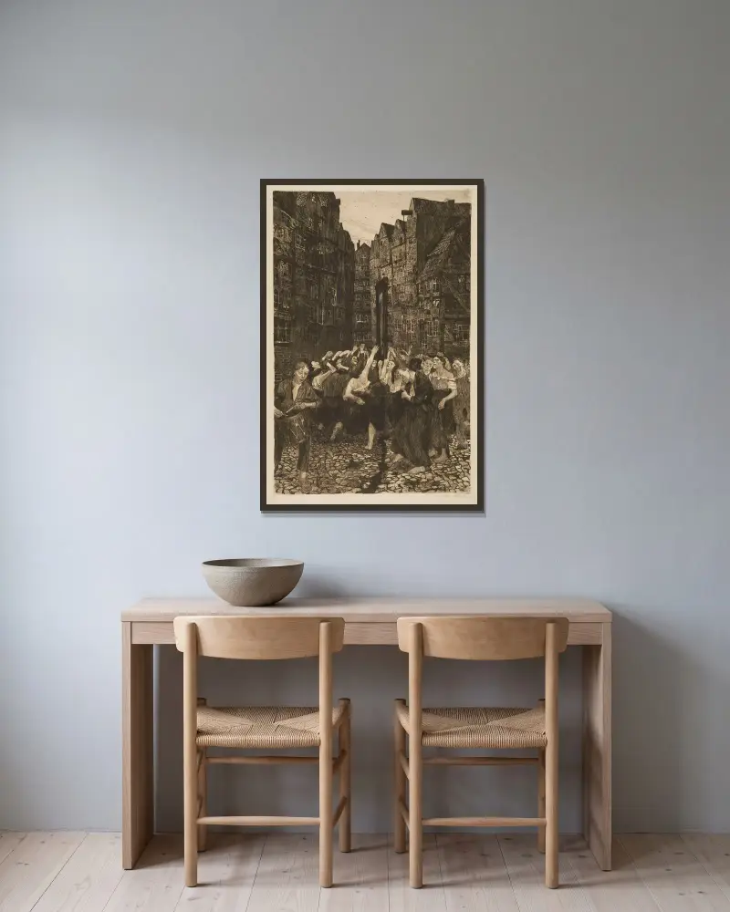 Die Carmagnole, 1901 – Nr. 2 von Käthe Kollwitz gerahmt an einer Wand