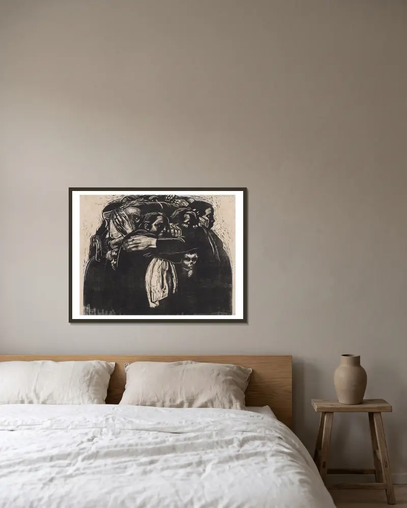 Die Mütter, 1921 von Käthe Kollwitz gerahmt an einer Wand