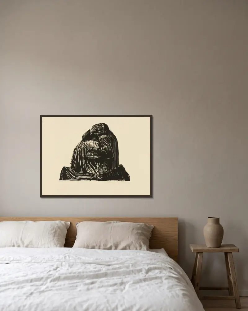 Die Eltern, 1922 von Käthe Kollwitz gerahmt an einer Wand