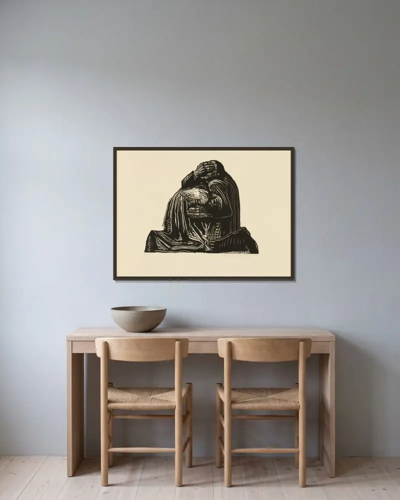 Die Eltern, 1922 von Käthe Kollwitz gerahmt an einer Wand