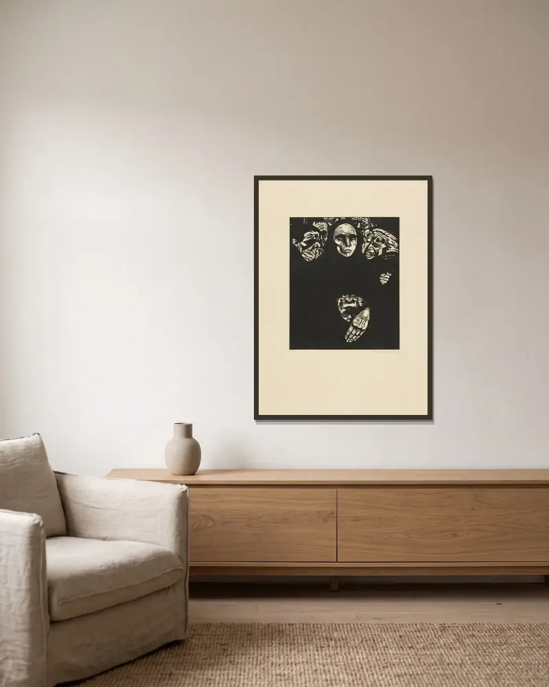Das Volk von Käthe Kollwitz gerahmt an einer Wand