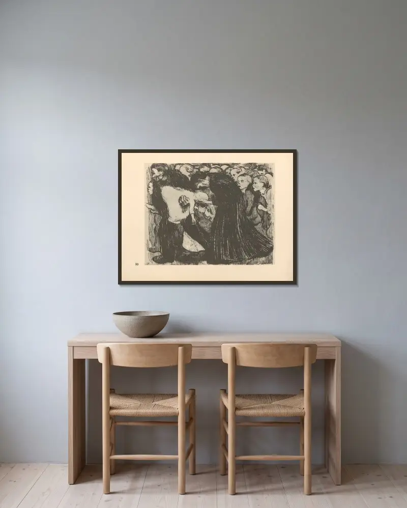 Přejeta, 1925, Käthe Kollwitz v rámu na stěně