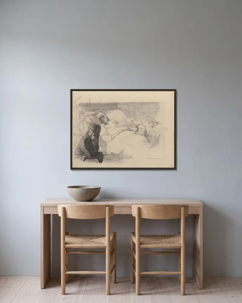 Bezrobocie, Käthe Kollwitz w ramie na ścianie