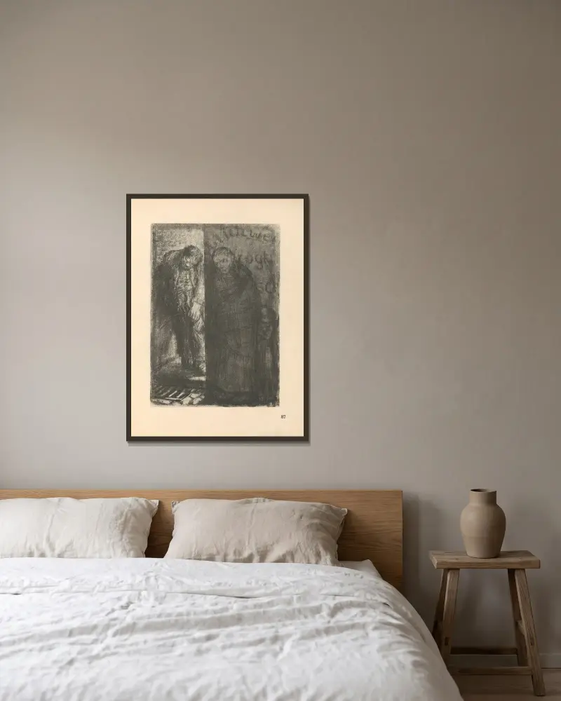 Zeichnungen für den Simplizissimus, 1925 – nr 5 av Käthe Kollwitz inramad på en vägg