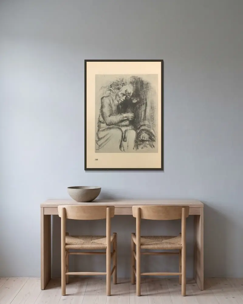 Zu ‘Tod’ gehörig, 1925 – nr 3 av Käthe Kollwitz inramad på en vägg