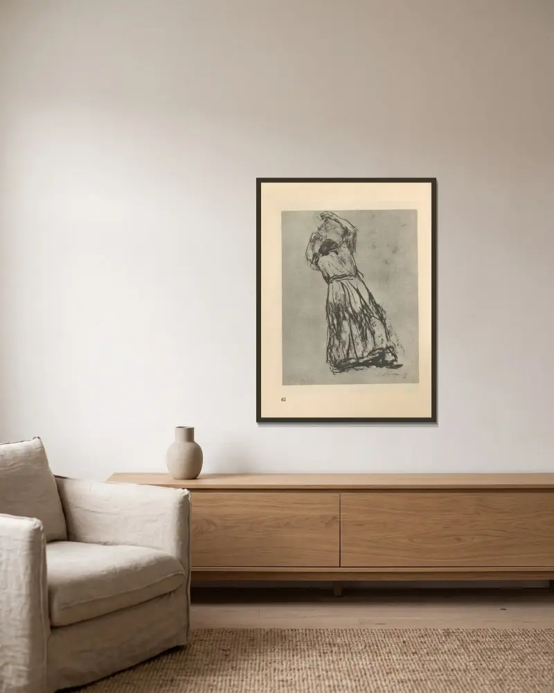 Zum ’Bauernkrieg’ gehörig, 1925 – nr 6 av Käthe Kollwitz inramad på en vägg
