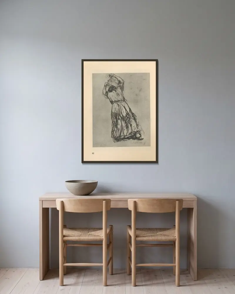 Zum ’Bauernkrieg’ gehörig, 1925 – nr 6 av Käthe Kollwitz inramad på en vägg