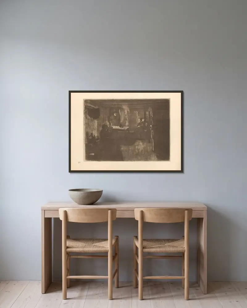 Zum ’Weberaufstand’ gehörig, 1925 – nr 11 av Käthe Kollwitz inramad på en vägg