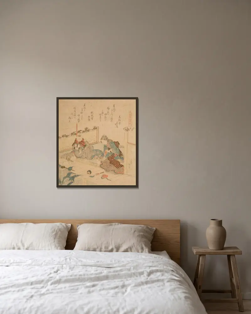 Seeohr von Katsushika Hokusai gerahmt an einer Wand