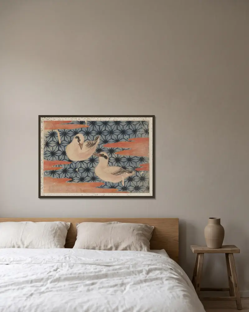 Skizzenalbum von Katsushika Hokusai und seinen Schülern, Blatt 42 von Katsushika Hokusai gerahmt an einer Wand