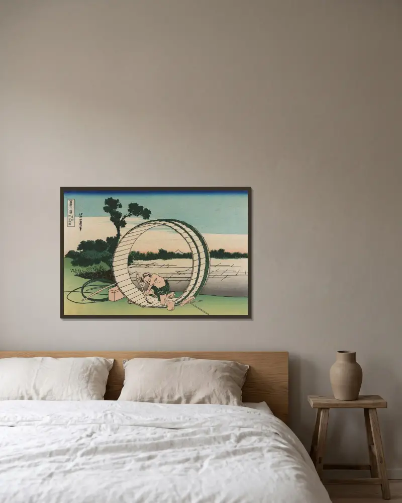 Fujimigahara in Bishū von Katsushika Hokusai gerahmt an einer Wand