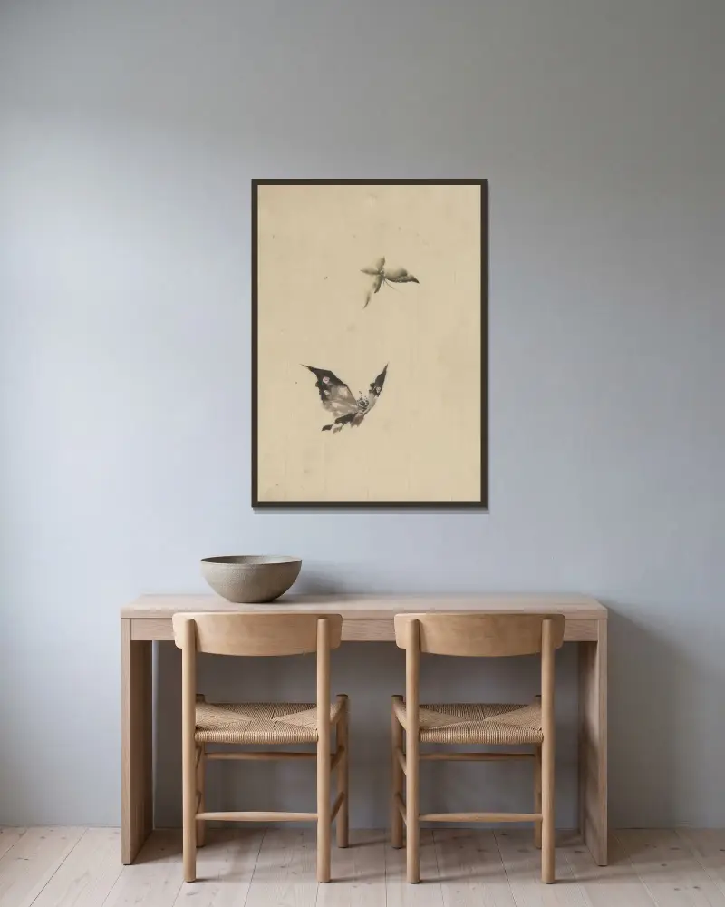 Butterfly and moth av Katsushika Hokusai inramad på en vägg