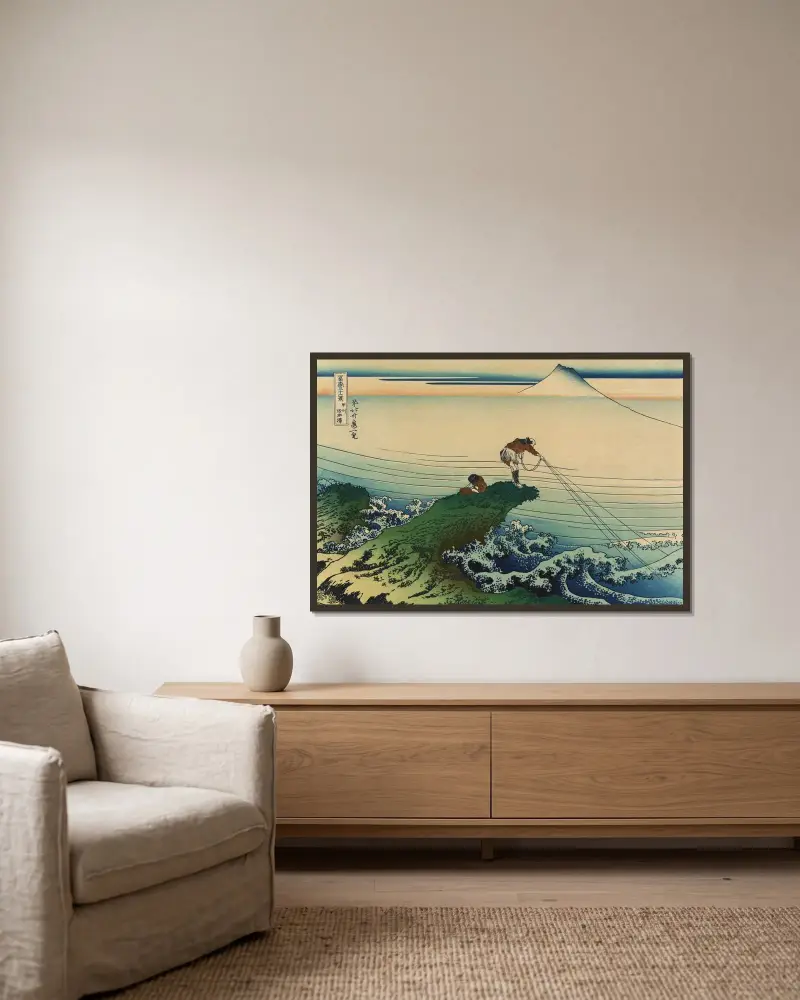 Kōshū kajikazawa 2 av Katsushika Hokusai inramad på en vägg