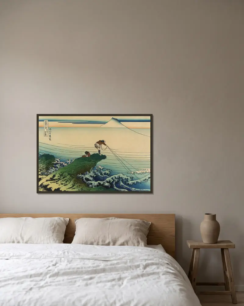 Kōshū kajikazawa 2 av Katsushika Hokusai inramad på en vägg