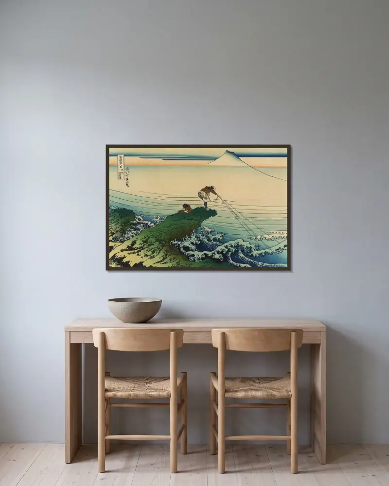 Kōshū kajikazawa 2 av Katsushika Hokusai inramad på en vägg