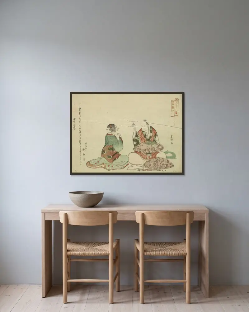 Kasanui, Katsushika Hokusai v rámu na stěně