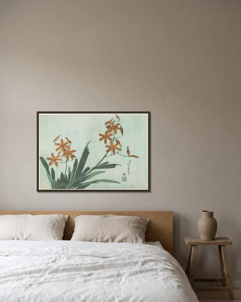 Lilia lamparta, Katsushika Hokusai w ramie na ścianie