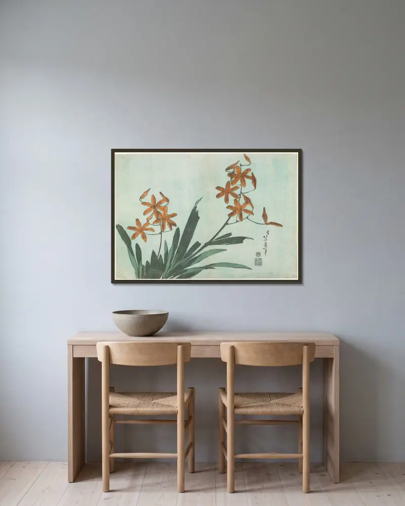Lilia lamparta, Katsushika Hokusai w ramie na ścianie