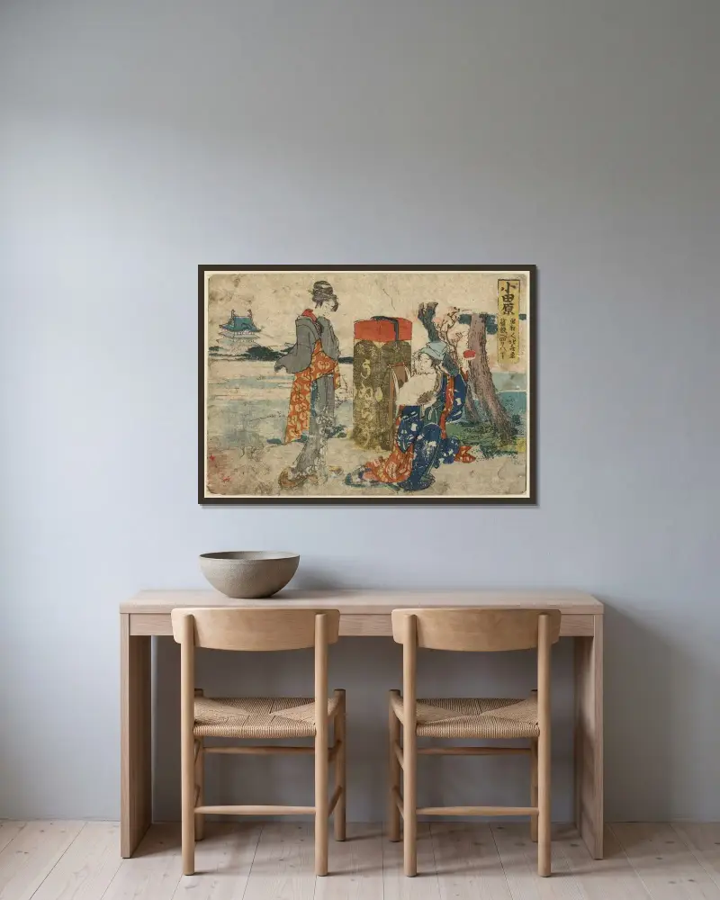 Odawara av Katsushika Hokusai inramad på en vägg