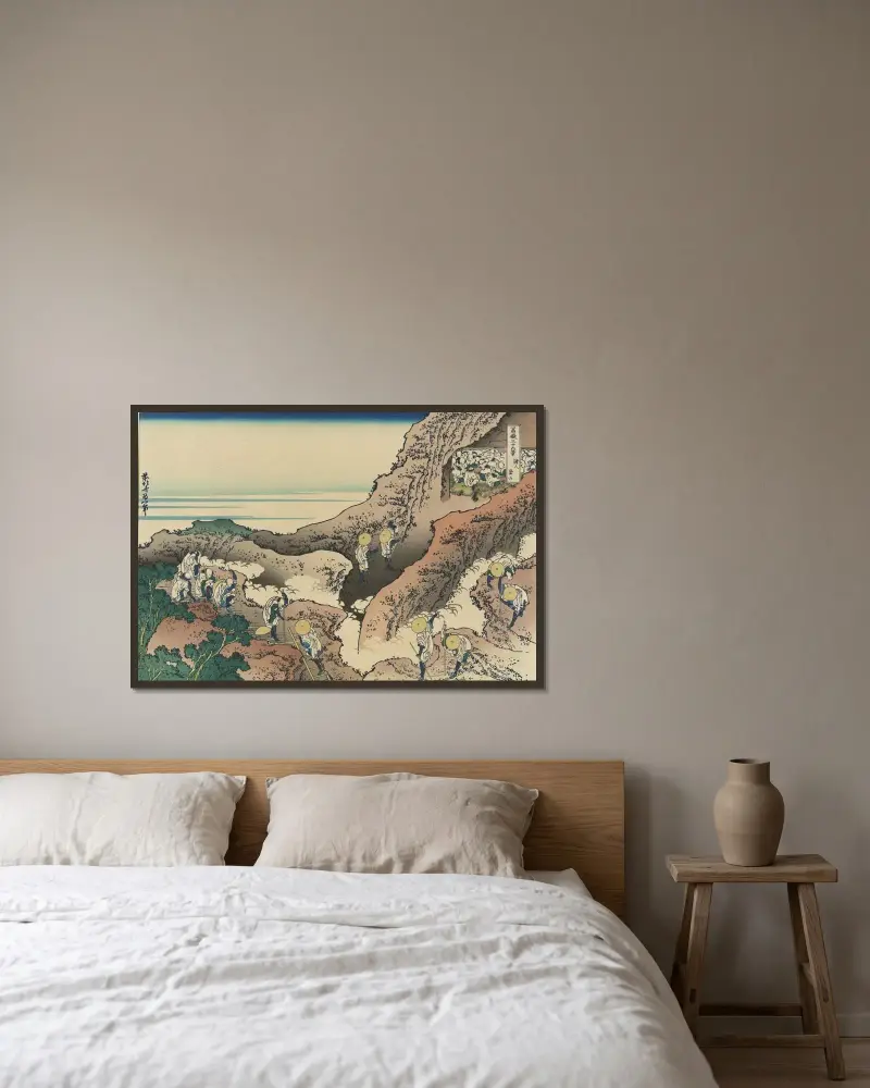 Shojin tozan av Katsushika Hokusai inramad på en vägg