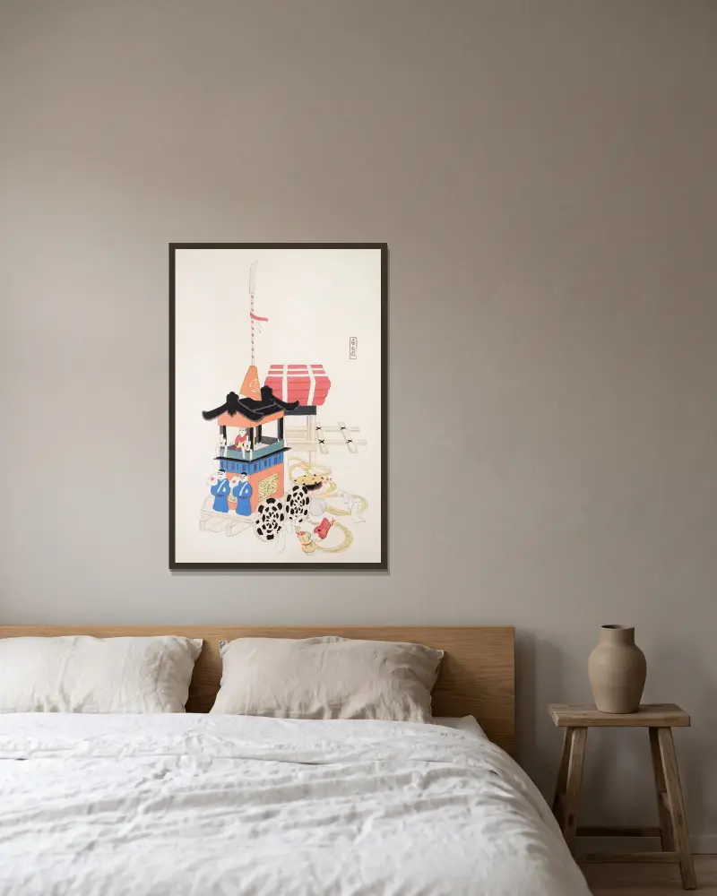 Zbiór ilustracji japońskich zabawek Kyosena, tabl. 26, Kawasaki Kyosen w ramie na ścianie