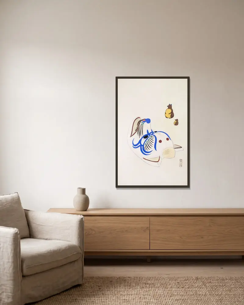Zbiór ilustracji japońskich zabawek Kyosena, plansza 033, Kawasaki Kyosen w ramie na ścianie