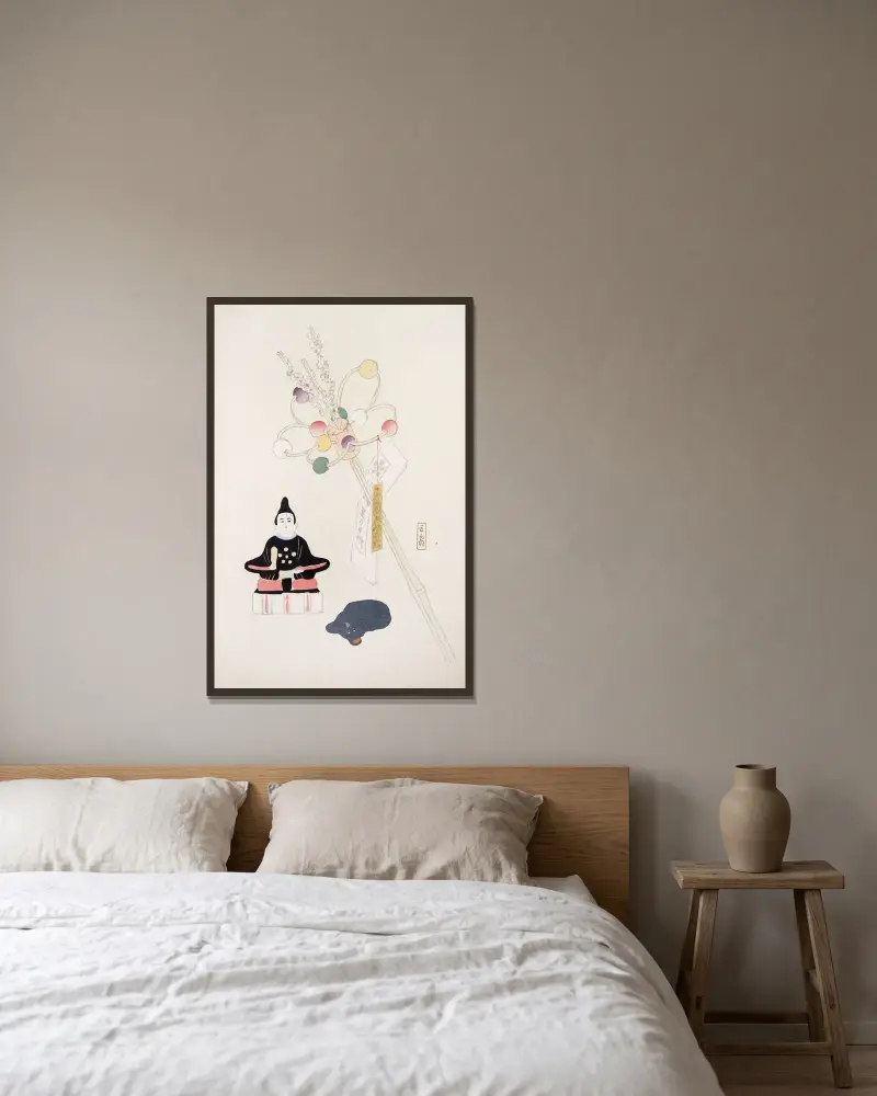 Zbiór ilustracji japońskich zabawek Kyosena, tabl. 057, Kawasaki Kyosen w ramie na ścianie