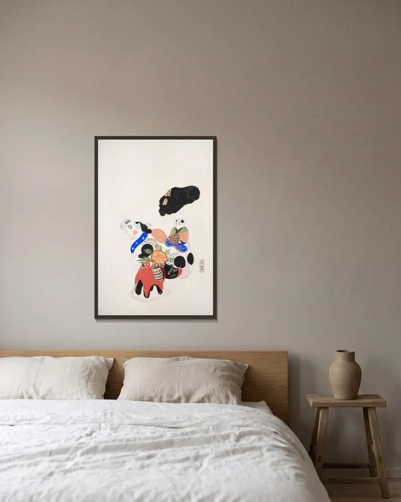 Zbiór ilustracji japońskich zabawek Kyosena, plansza 060, Kawasaki Kyosen w ramie na ścianie