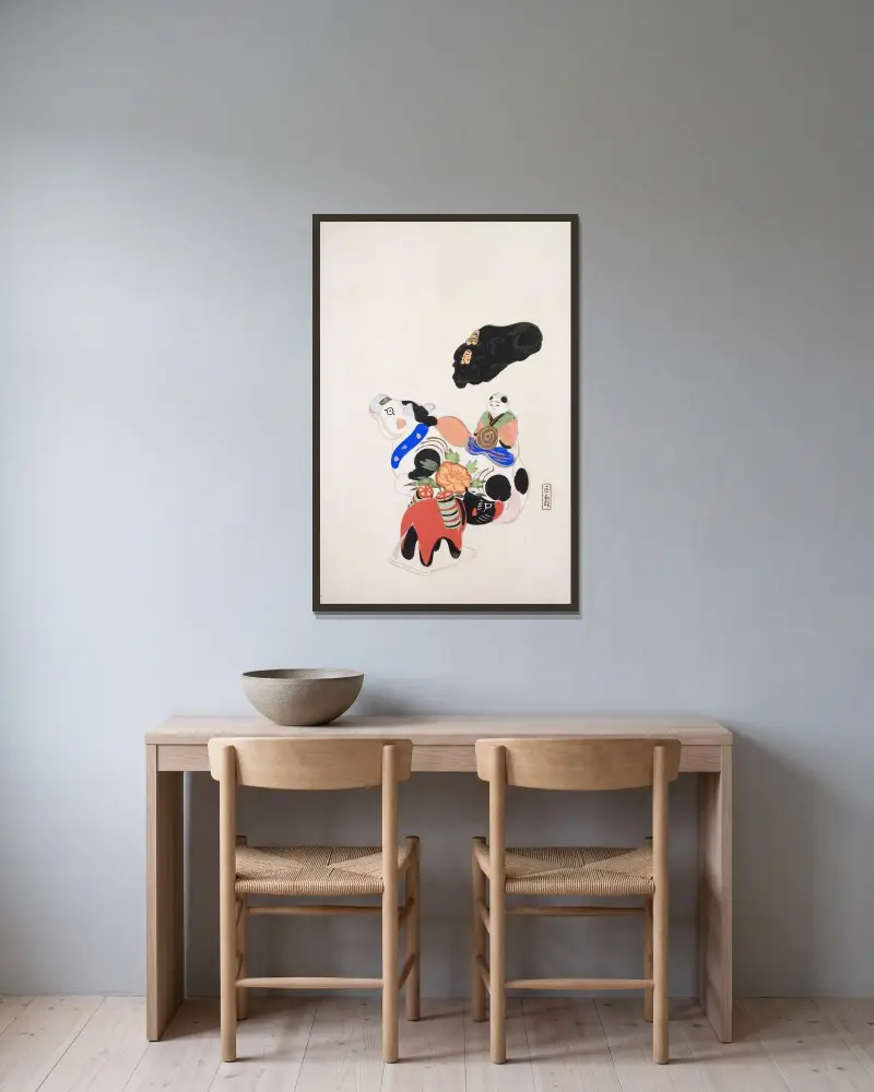 Zbiór ilustracji japońskich zabawek Kyosena, plansza 060, Kawasaki Kyosen w ramie na ścianie