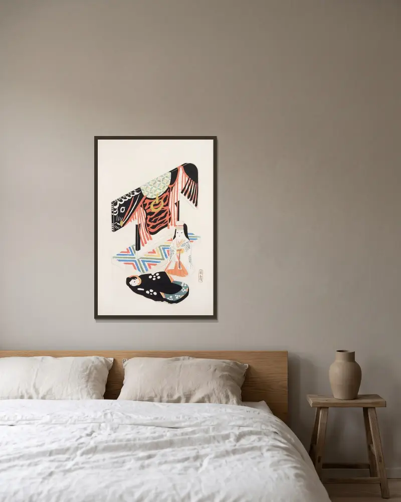 Kyosen: Zbiór ilustracji japońskich zabawek, tabl. 077, Kawasaki Kyosen w ramie na ścianie