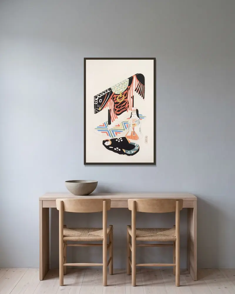 Kyosen: Zbiór ilustracji japońskich zabawek, tabl. 077, Kawasaki Kyosen w ramie na ścianie