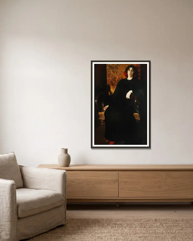 Portrait of Julia Stabrowska née Janiszewska, artist’s wife av Kazimierz Stabrowski inramad på en vägg