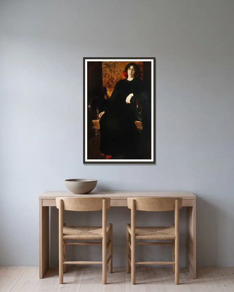 Portrait of Julia Stabrowska née Janiszewska, artist’s wife av Kazimierz Stabrowski inramad på en vägg