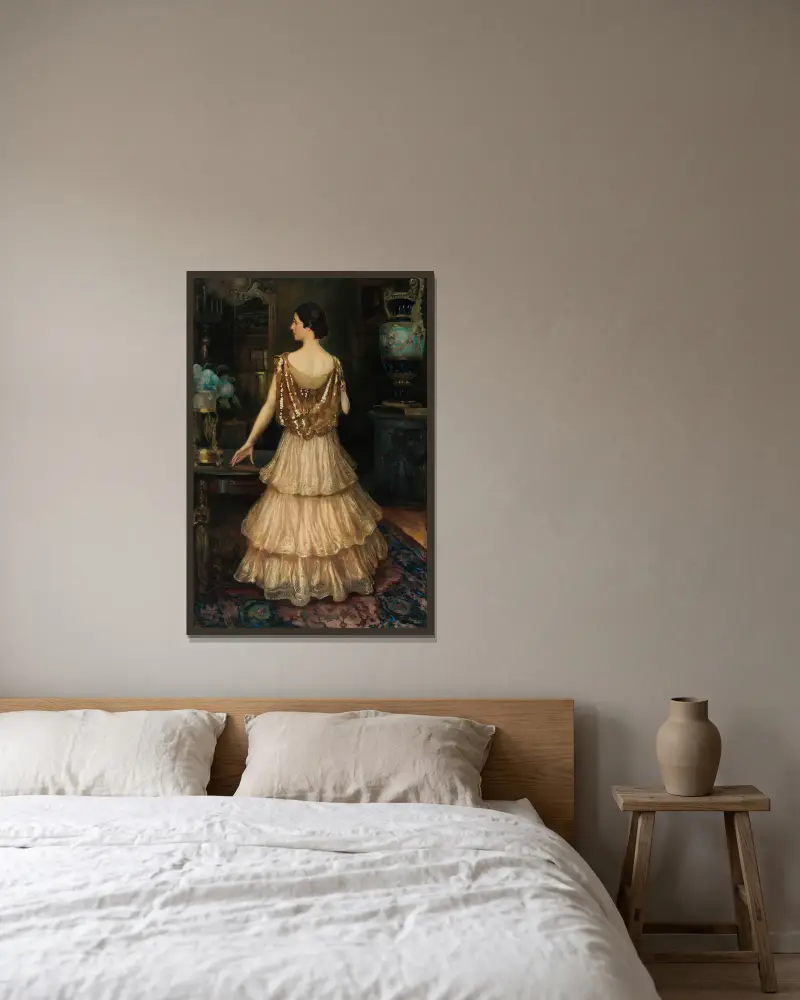 Portrait of Mrs. Gawrońska av Kazimierz Stabrowski inramad på en vägg