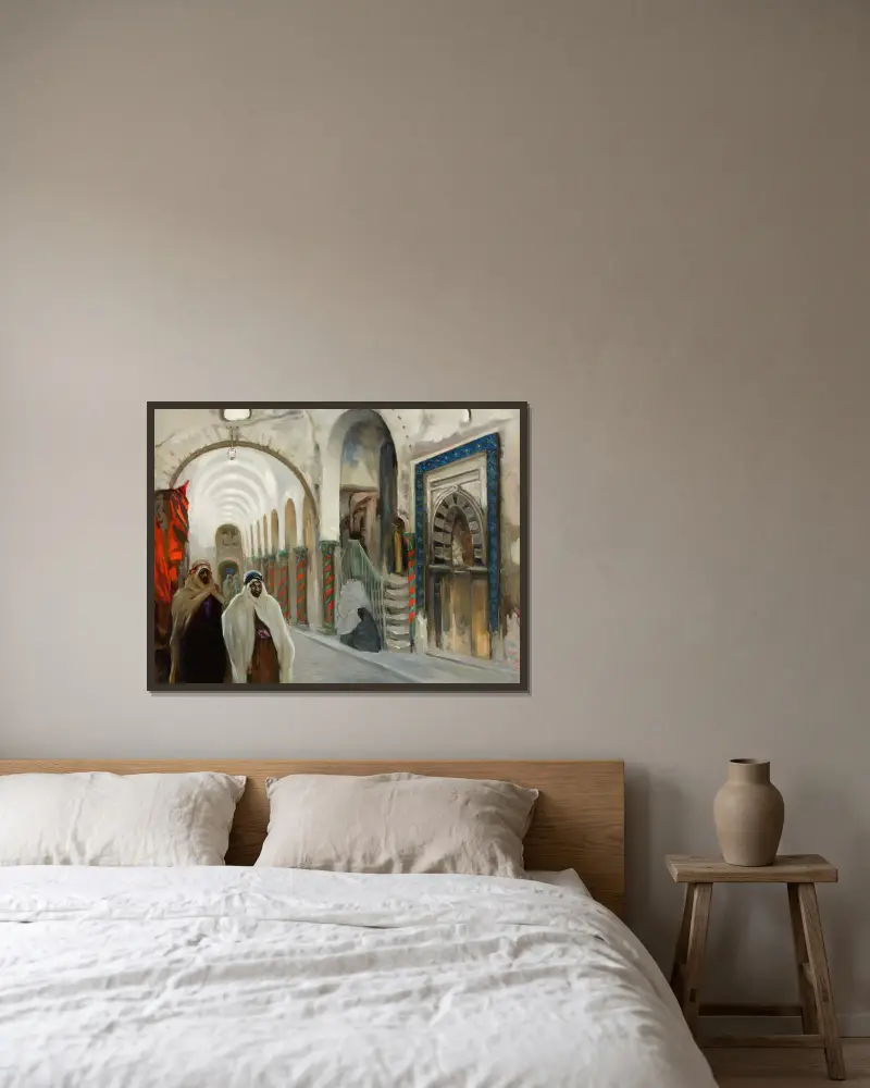 Souq in Kairouan av Kazimierz Stabrowski inramad på en vägg
