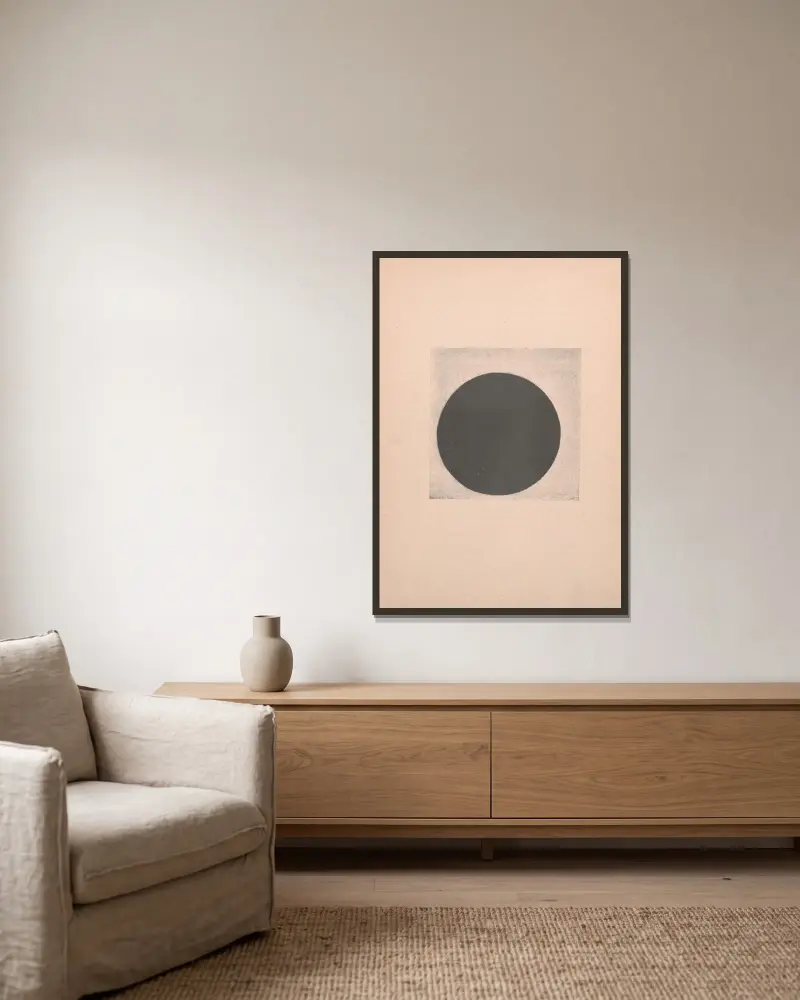 Czarny okrąg, Kazimir Malevich w ramie na ścianie