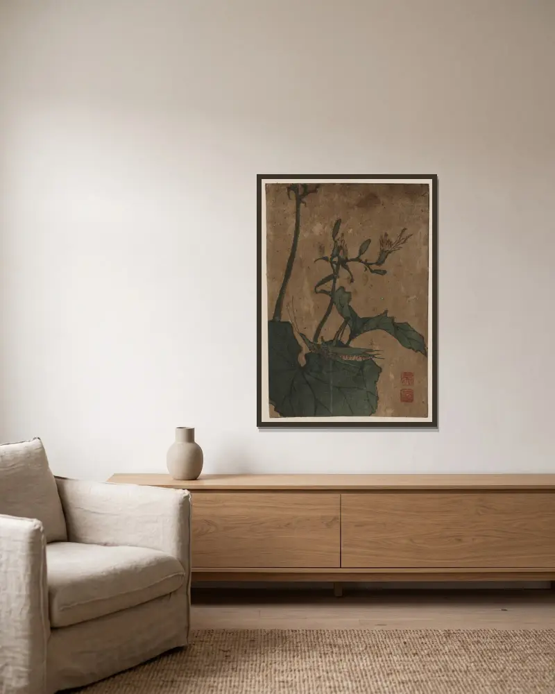 Batta von Keisai Eisen gerahmt an einer Wand
