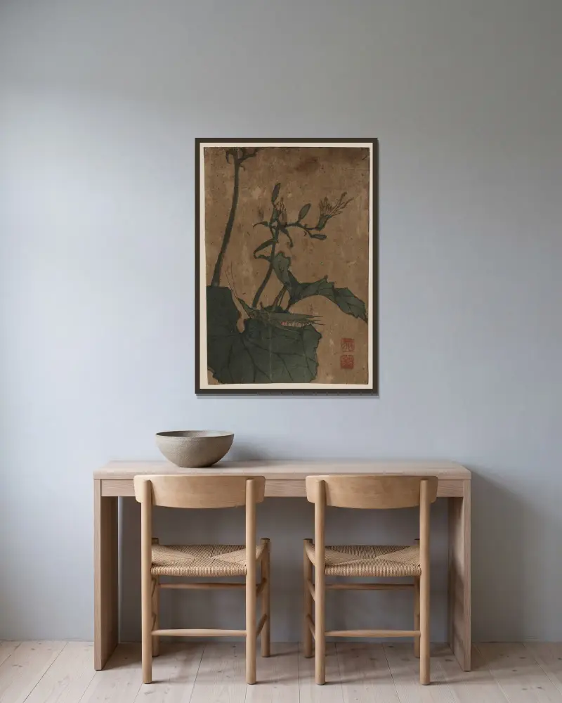 Batta von Keisai Eisen gerahmt an einer Wand