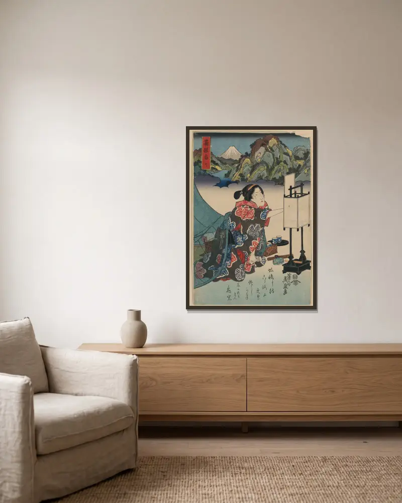 Hakone shuku von Keisai Eisen gerahmt an einer Wand