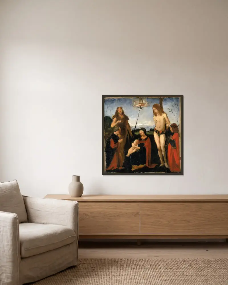After Boltraffio, ‘Sacra Conversazione’ av Kenyon Cox inramad på en vägg
