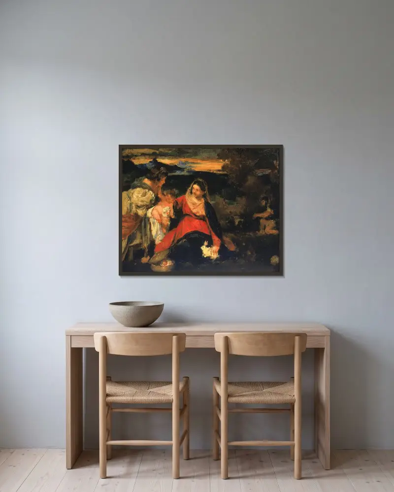 Efter Tizians ”Madonnan med kaninen” av Kenyon Cox inramad på en vägg