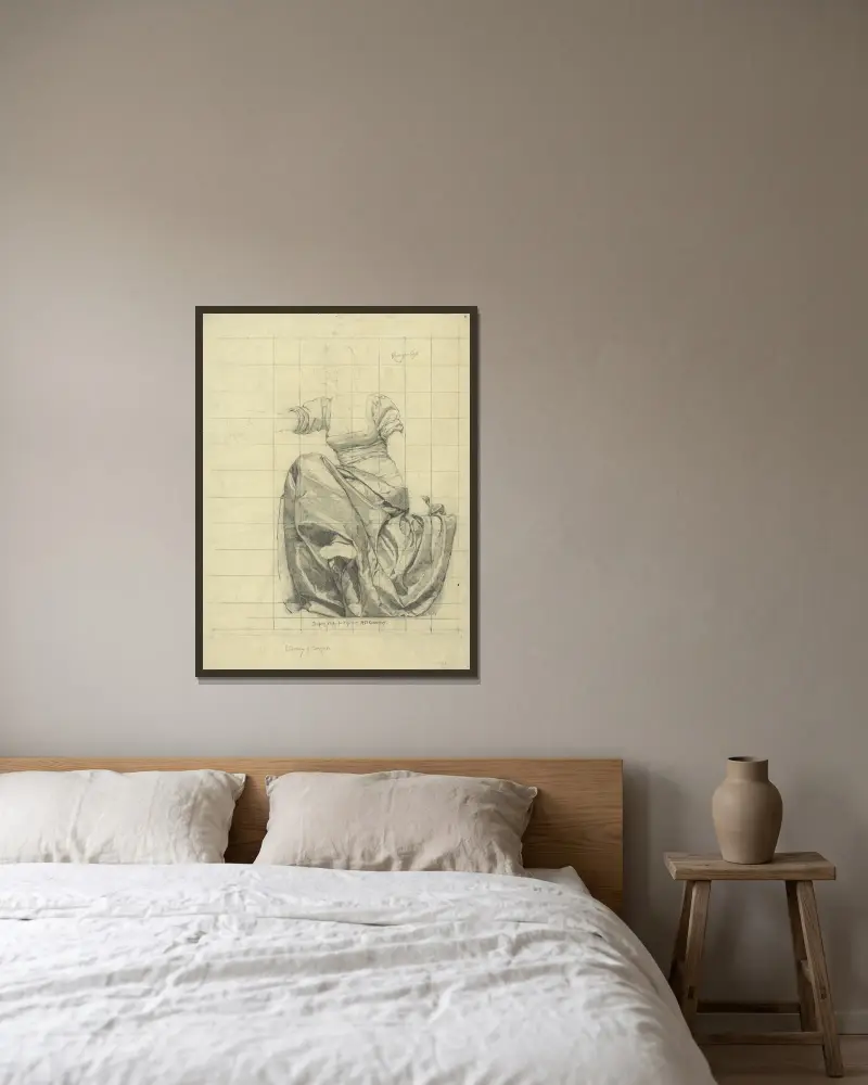 Drapery study for figure of Astronomy av Kenyon Cox inramad på en vägg