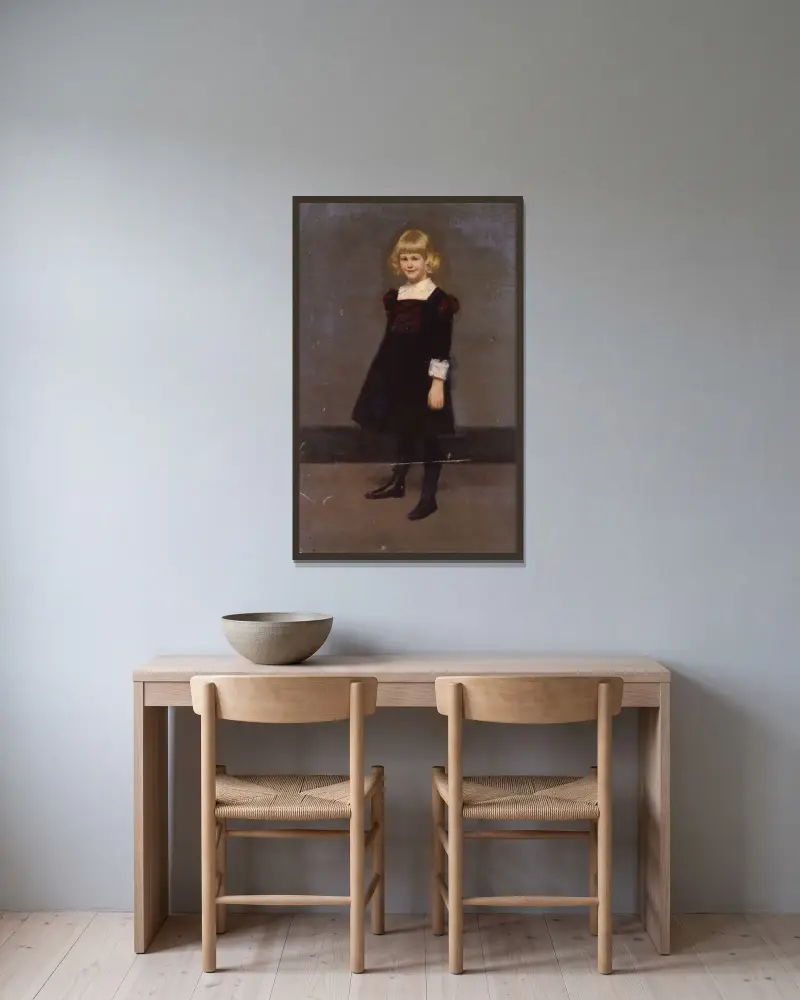 Porträtt av en ung flicka av Kenyon Cox inramad på en vägg