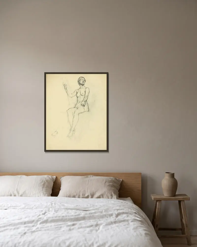 Skulptur av Kenyon Cox inramad på en vägg